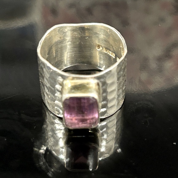 Silpada retired vintage Sterling Silver hammered, amethyst stone size 8 new - Picture 3 of 8